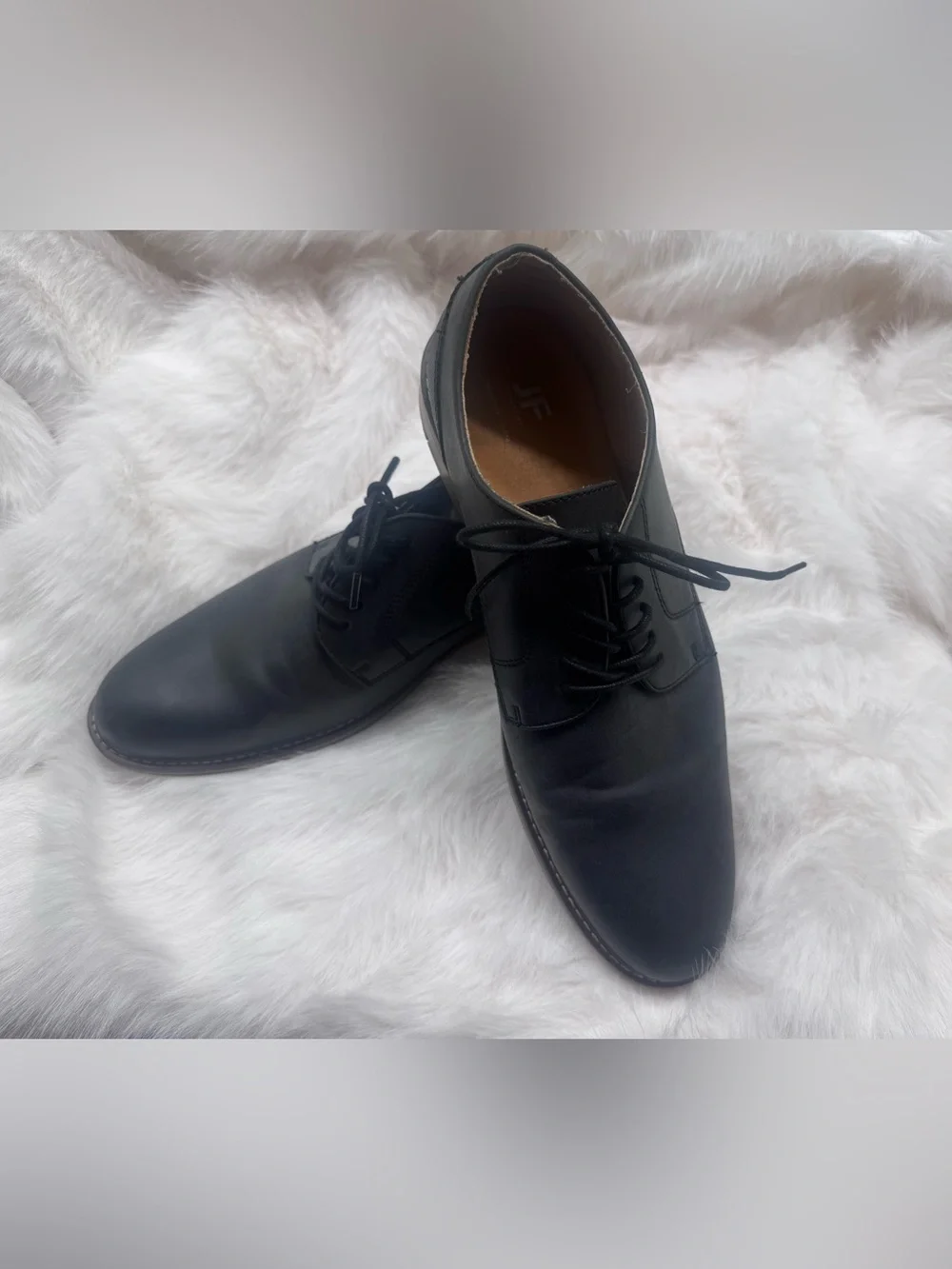 jf j.ferrar Men's Black Lace-Up Derby Shoes